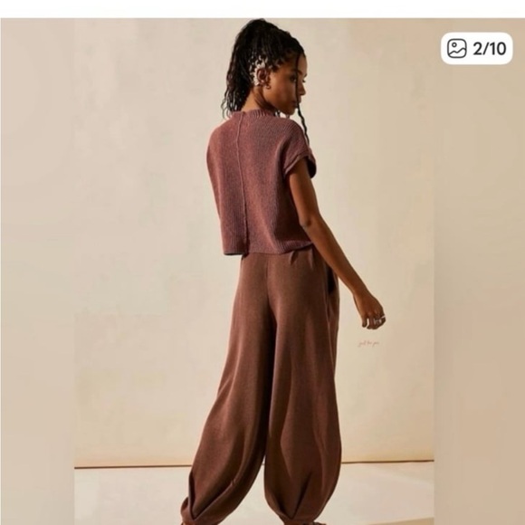 FREE PEOPLE BEACH Freya Sweater Pants 90s Baggy Linen Blend Women's Size Small - Picture 2 of 10
